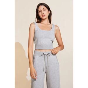 Eberjey Womens Recycled Sweater Cropped Tank Square Neck Heather Grey Size L NWT